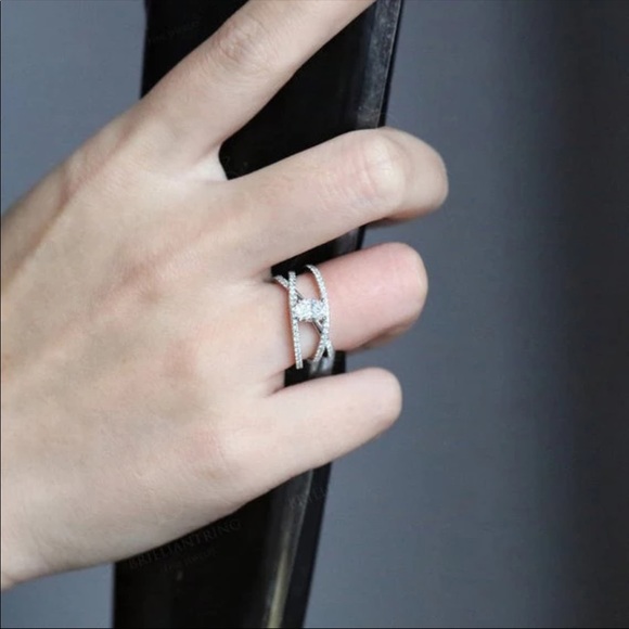 New Oval Cut 925 Multilayer Diamond Women’s Ring - Picture 3 of 6